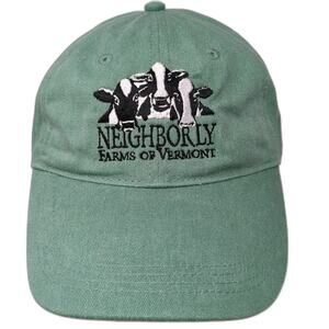 Authentic Pigment Baseball Cap Green One Size Neighborly Farms Vermont Cow Hat